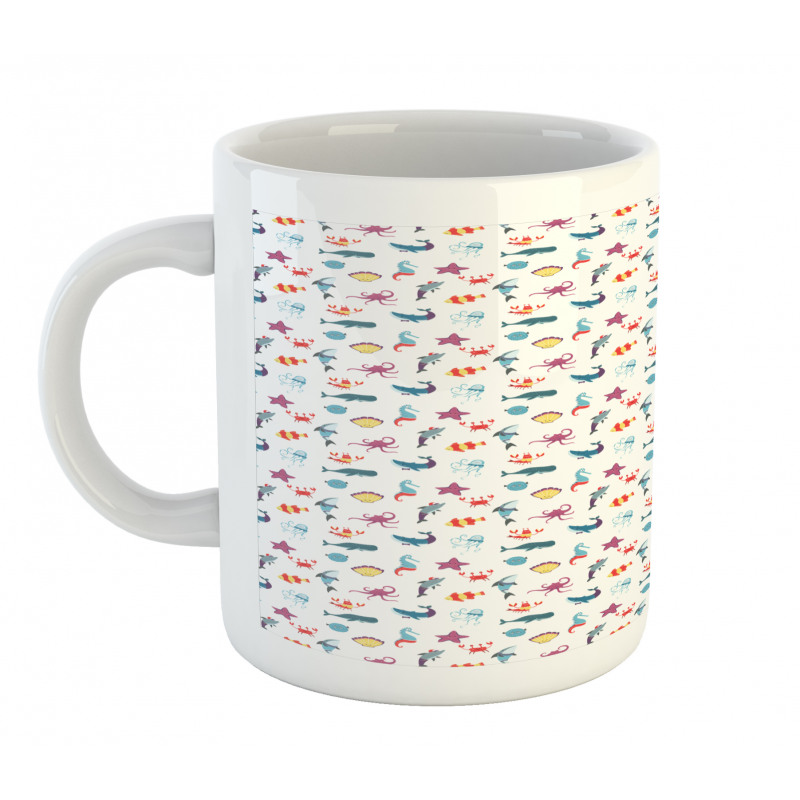 Doodle Style Sea Elements Mug