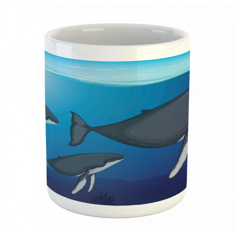 Swimming Whales Scenery Mug