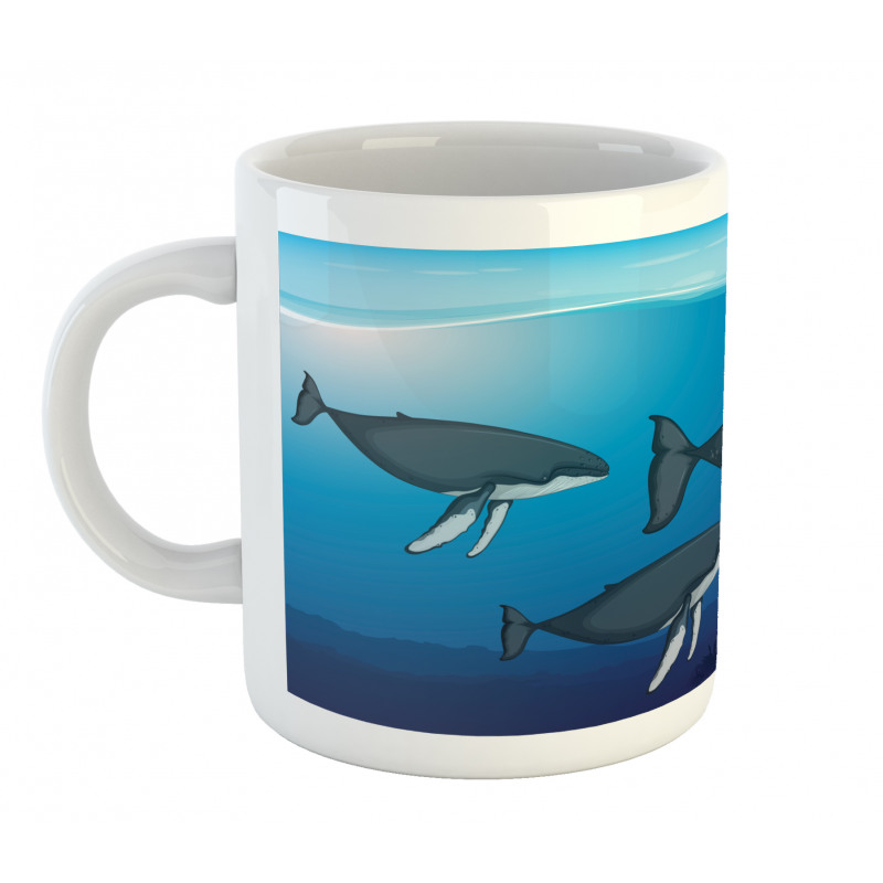 Swimming Whales Scenery Mug