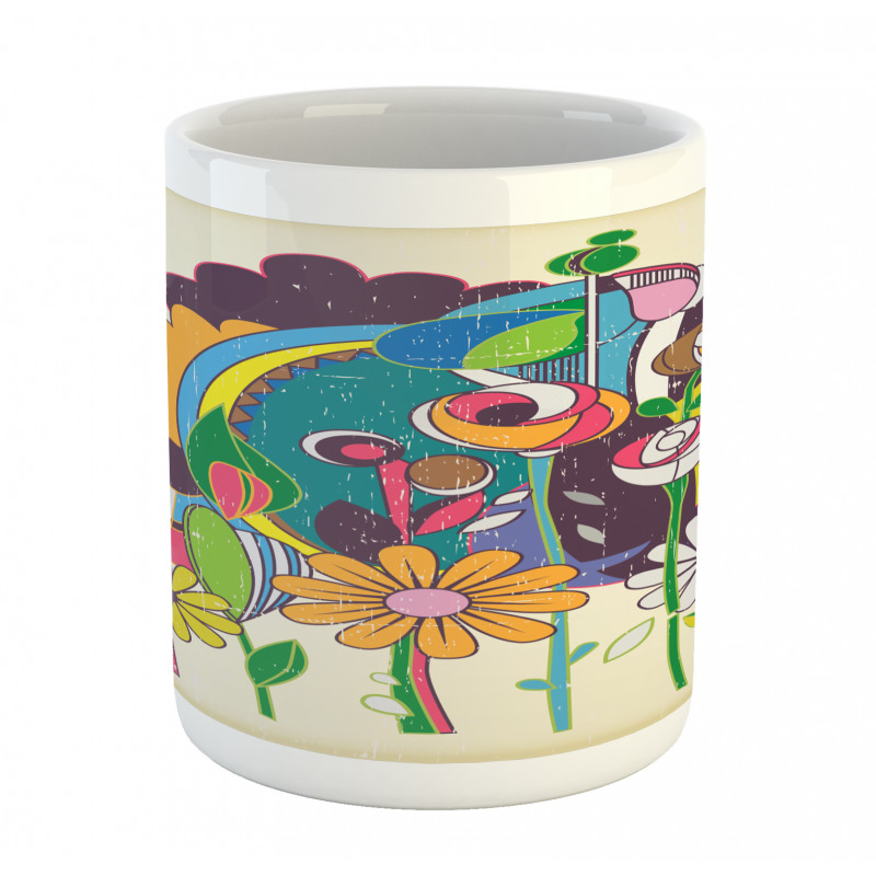 Grunge Style Flowers Artwork Mug