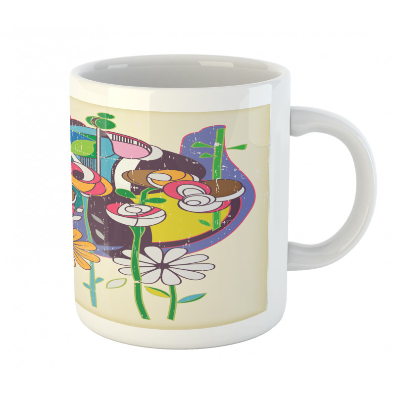 Grunge Style Flowers Artwork Mug