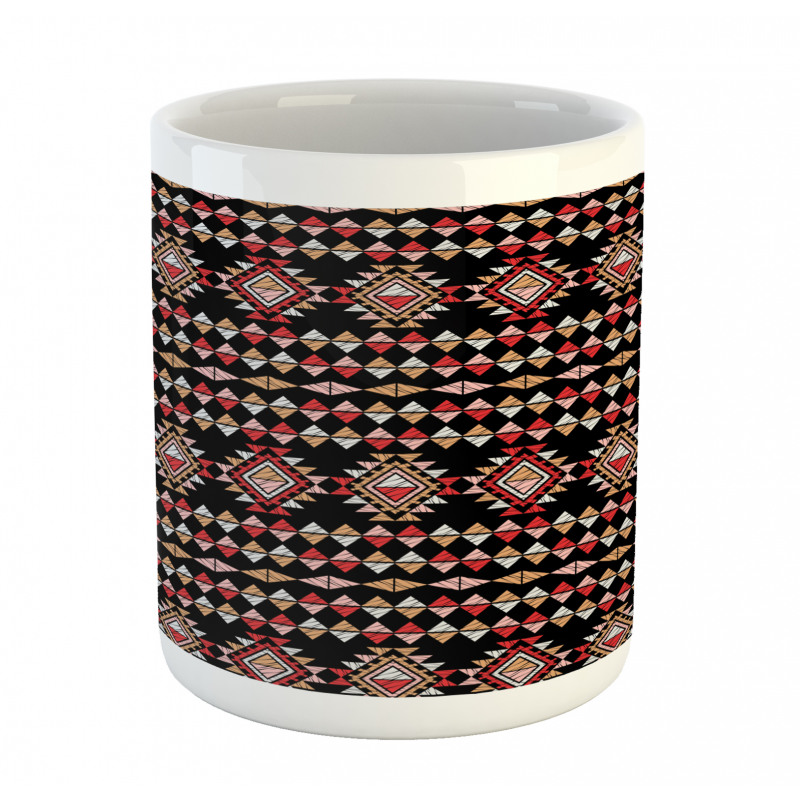 Folk Art Triangles Patchwork Mug