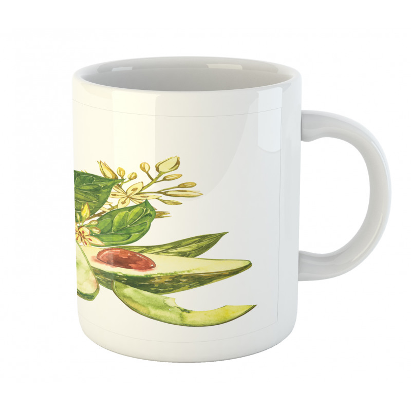 Watercolor Style and Leafy Mug