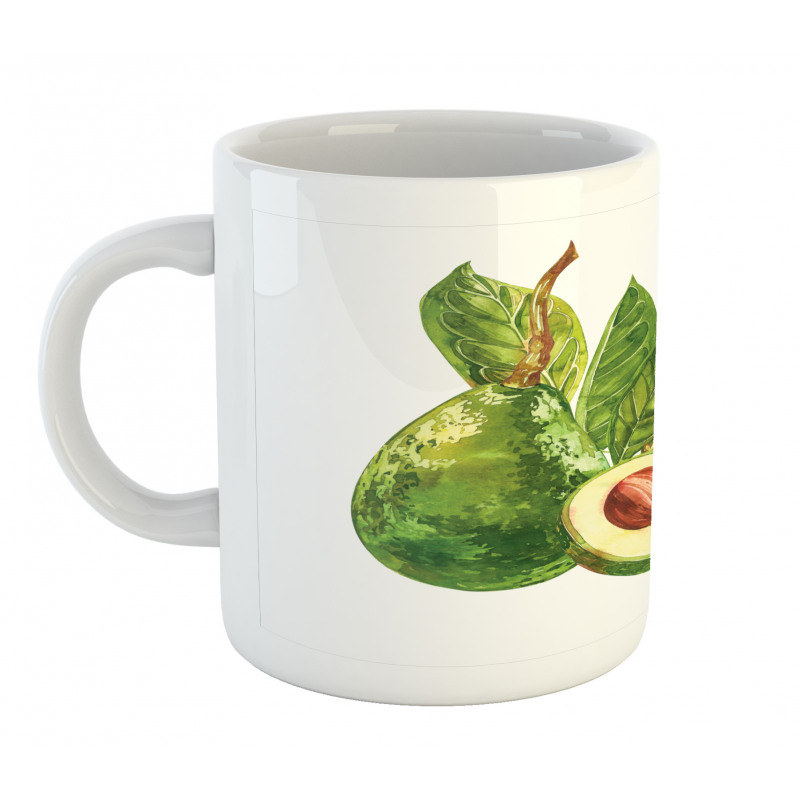 Watercolor Style and Leafy Mug