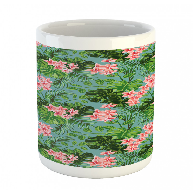 Exotic Pastel Plumeria Pattern Mug