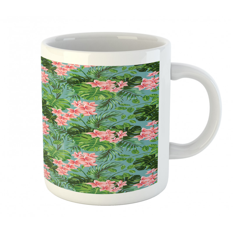 Exotic Pastel Plumeria Pattern Mug