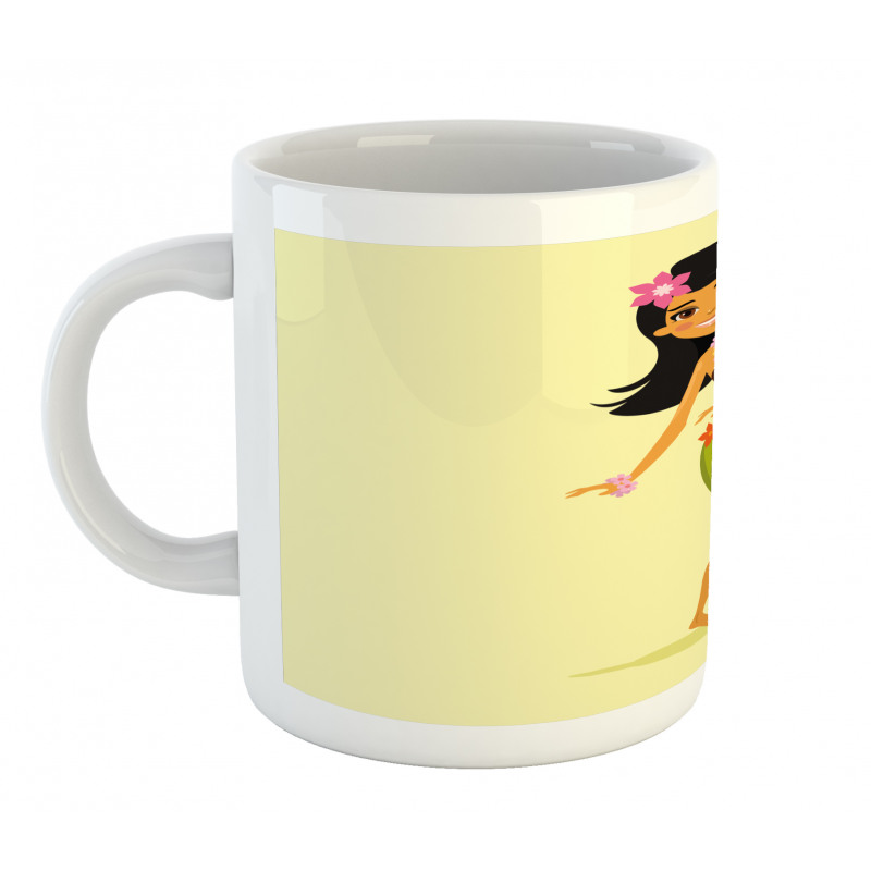 Hawaiian Dancer Girl Cartoon Mug