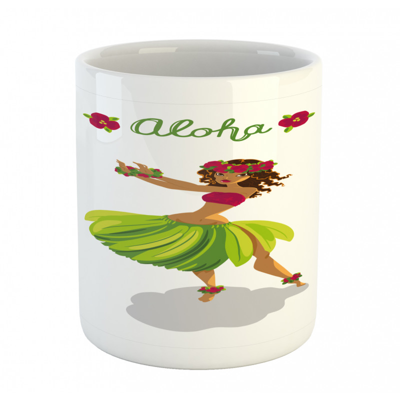 Hula Dancer Girl Aloha Wording Mug