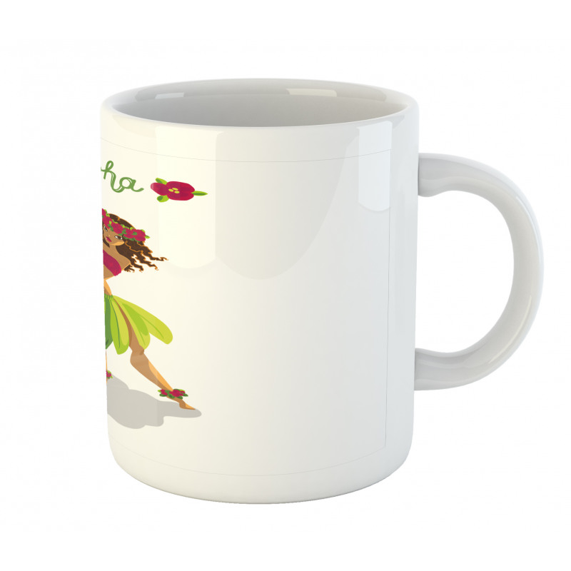 Hula Dancer Girl Aloha Wording Mug