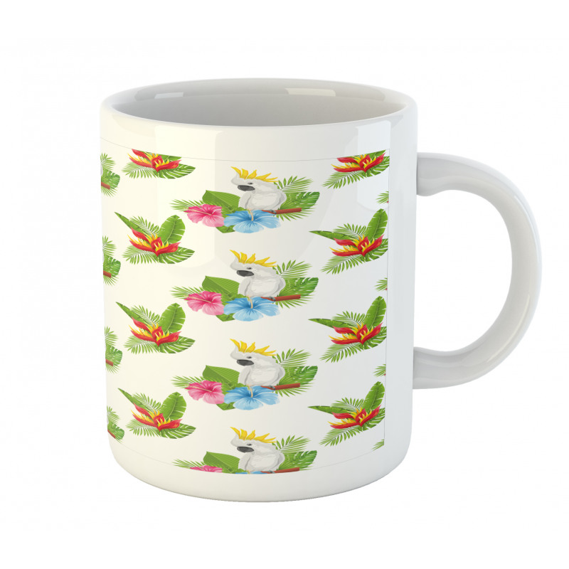 Cockatoo and Tropical Petals Mug