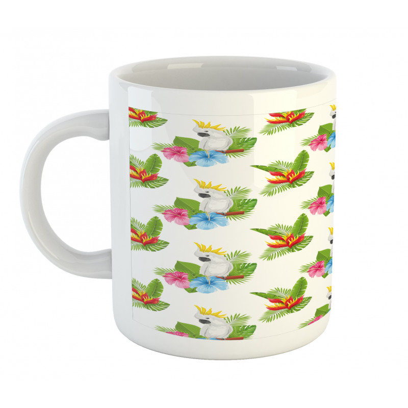 Cockatoo and Tropical Petals Mug