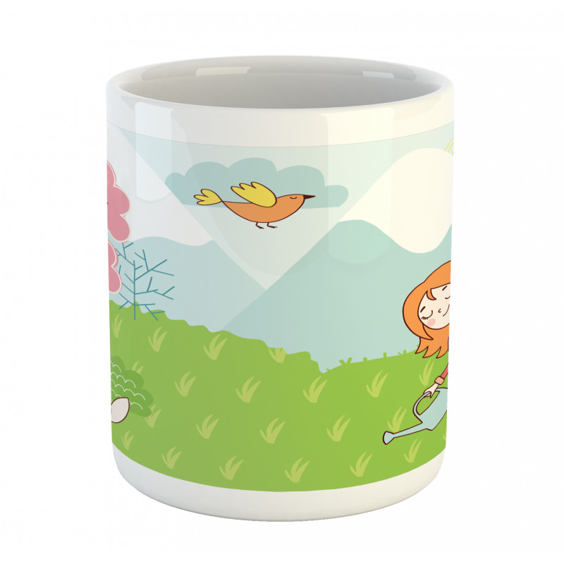 Cartoon Girl Animal in Wood Mug