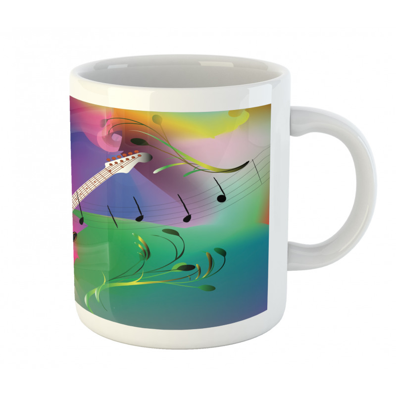 Guitar on Colorful Back Mug