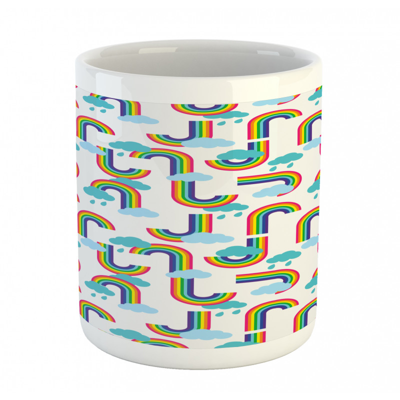 Rainbow and Clouds Pattern Mug