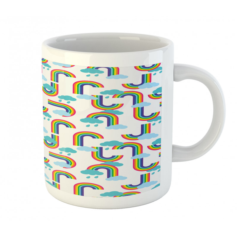 Rainbow and Clouds Pattern Mug