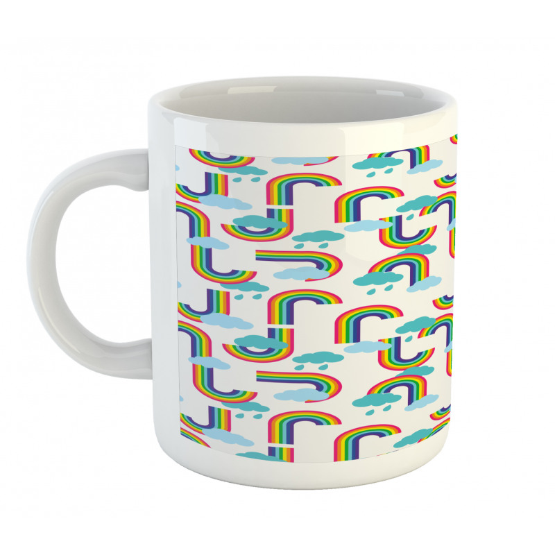 Rainbow and Clouds Pattern Mug