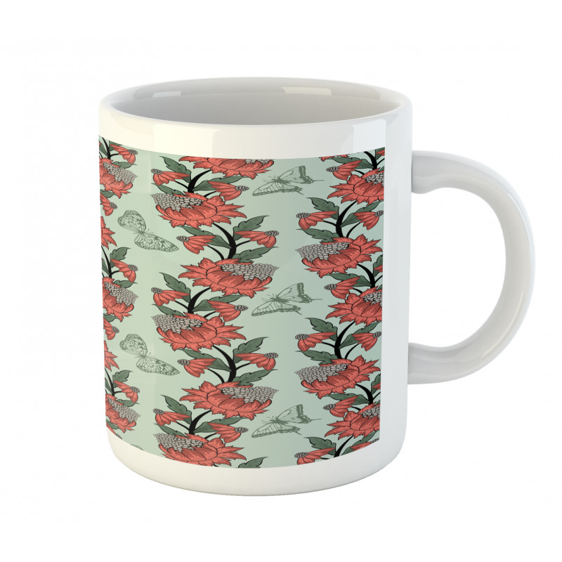 Flower Butterfly Silhouettes Mug