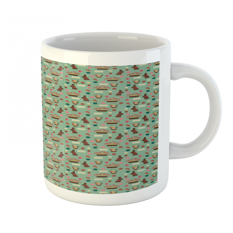 Chocolate Bunny Eggs Tulips Mug