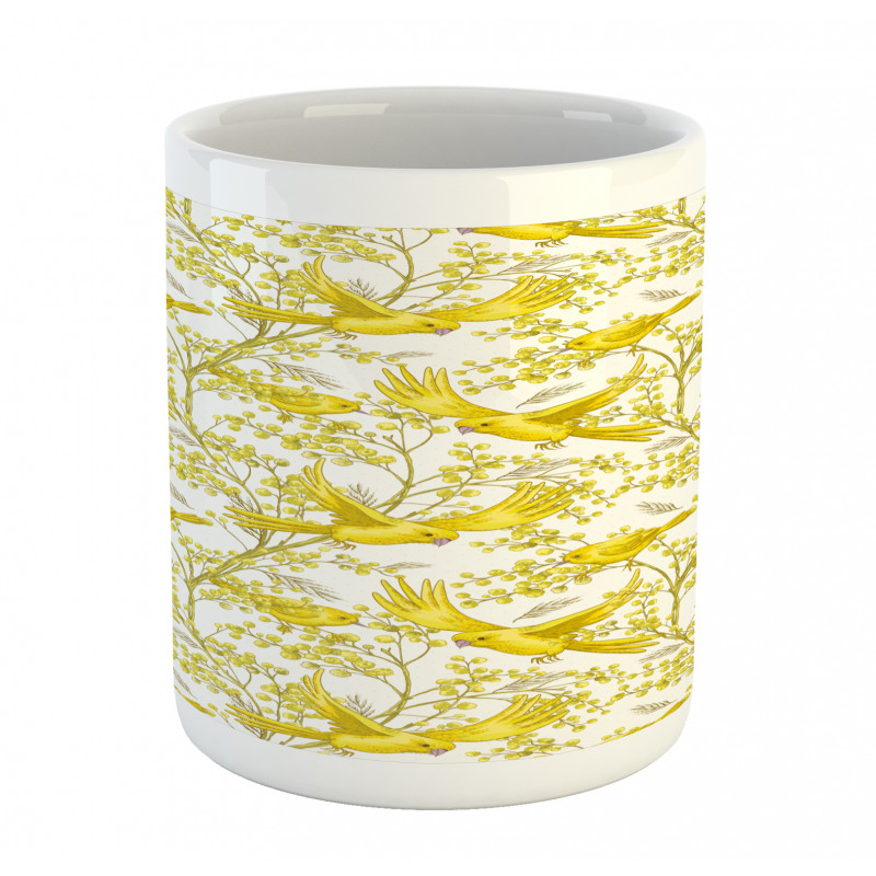 Summer Mimosa and Birds Art Mug