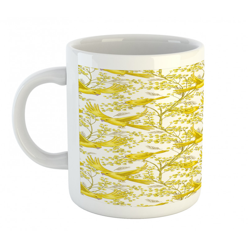 Summer Mimosa and Birds Art Mug