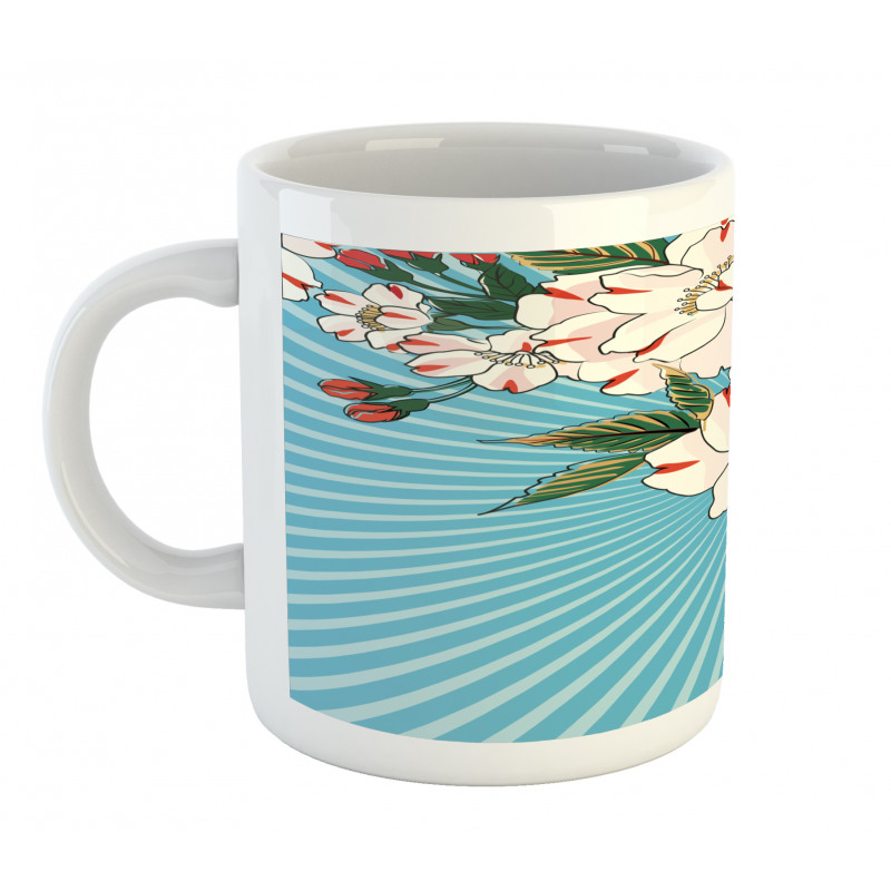 Floral Bloom on Retro Rays Mug