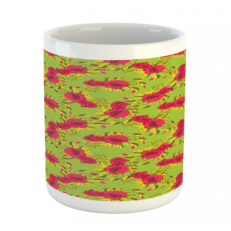 Repeated Poppy Flowers Art Mug