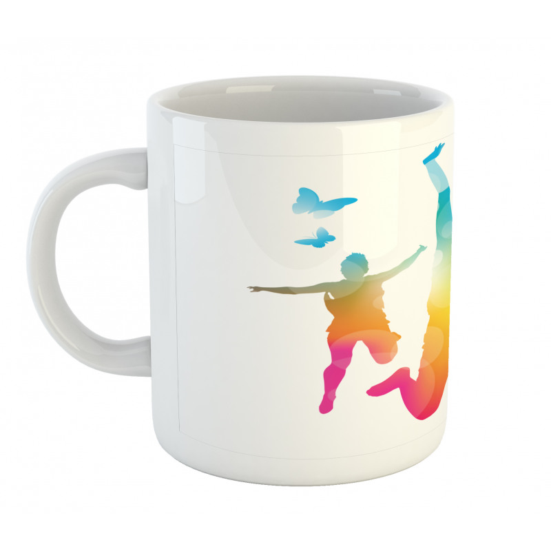 Jumping People Butterflies Mug