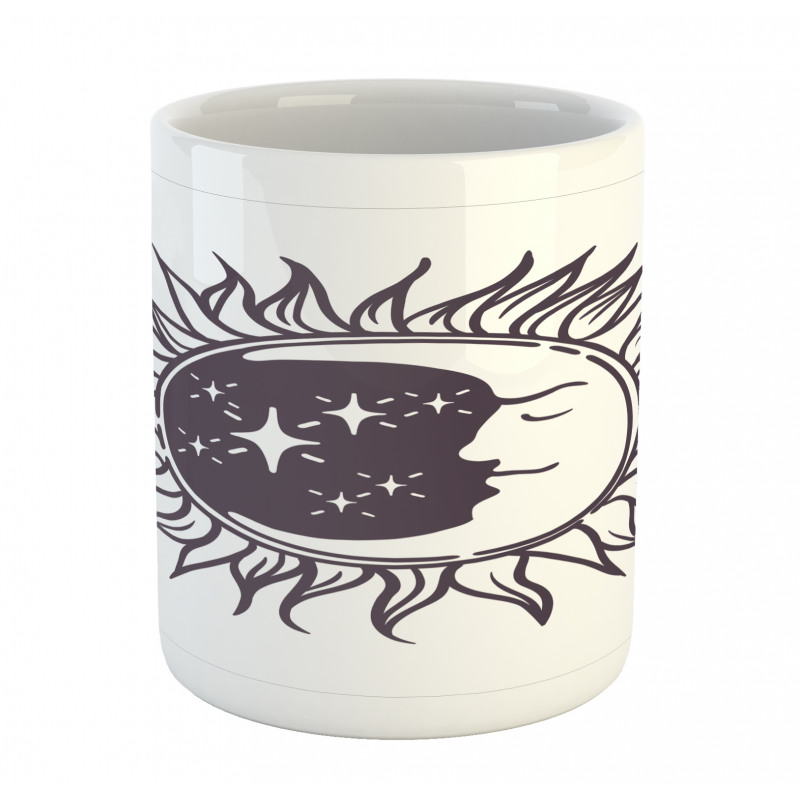 Cartoon Crescent in Sun Mug