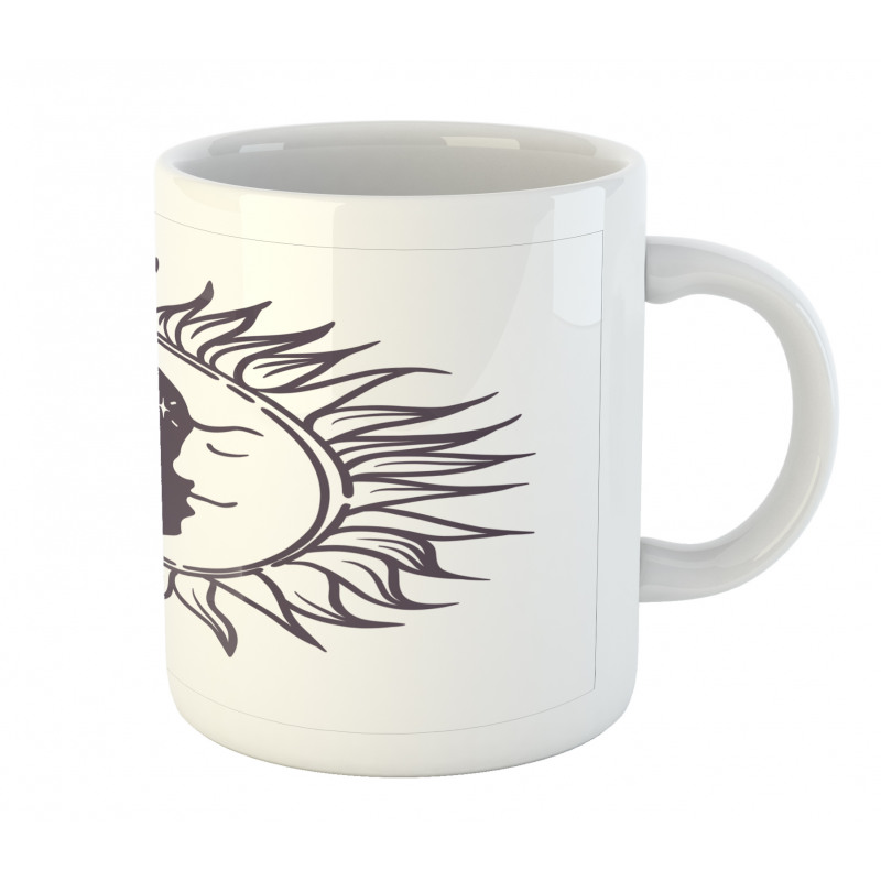 Cartoon Crescent in Sun Mug