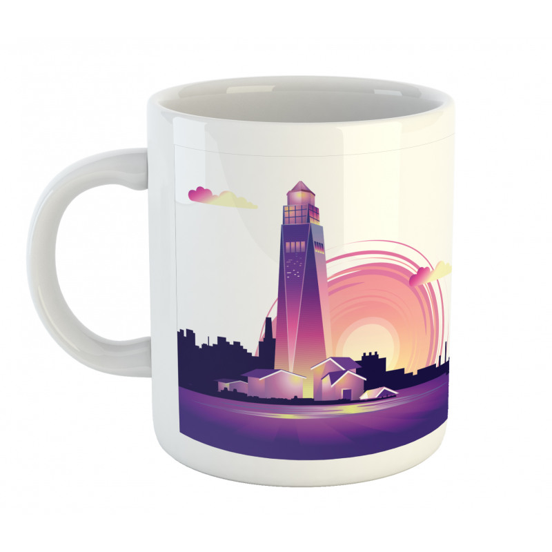 Lighthouse at Sunset Art Mug