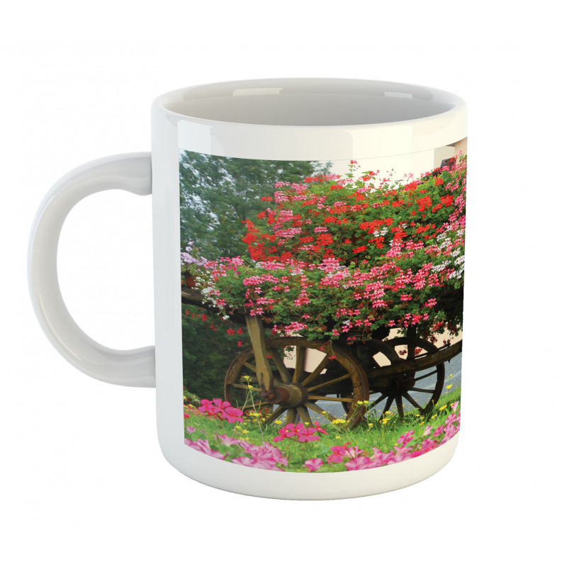 Flowers in Wooden Wagon Mug