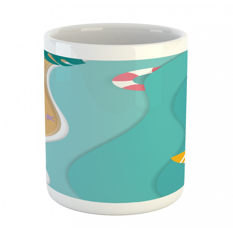 Aerial Cartoon Sea and Beach Mug