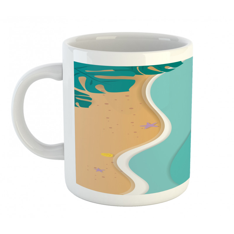 Aerial Cartoon Sea and Beach Mug