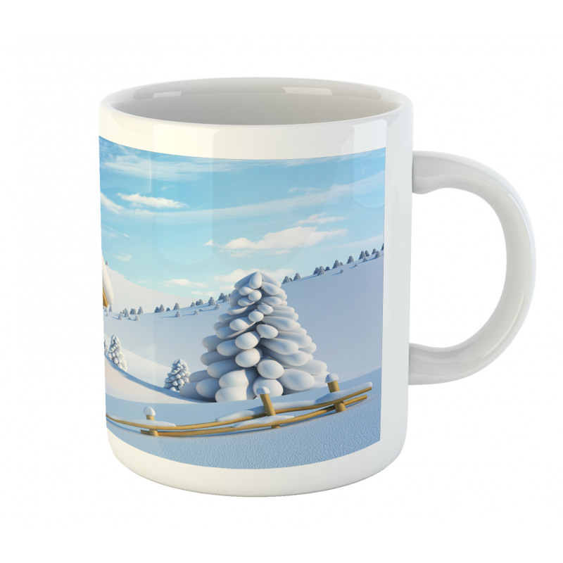 Lodge in Snowy Landscape Mug