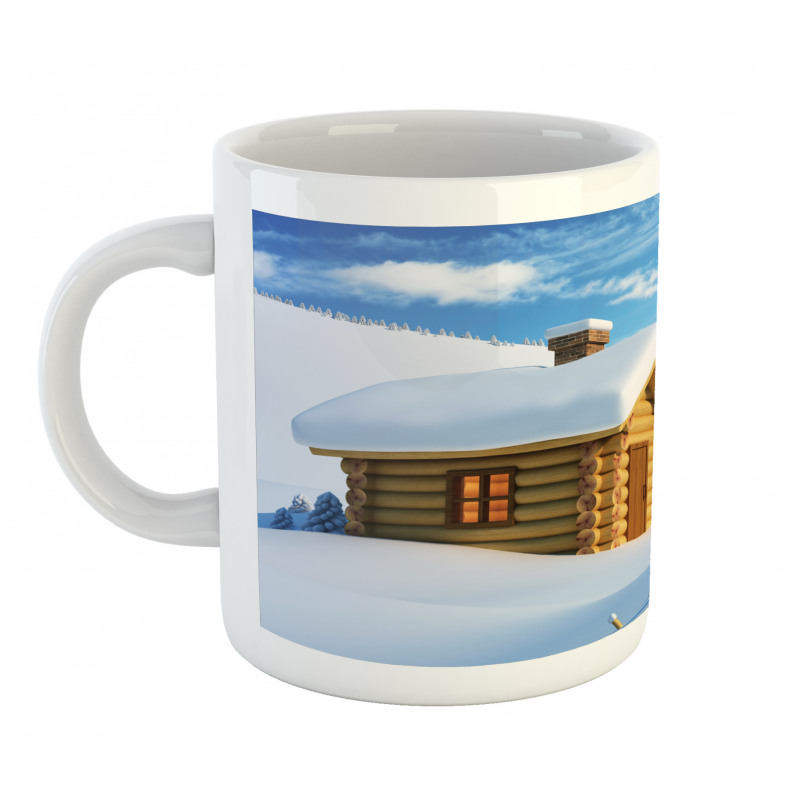 Lodge in Snowy Landscape Mug