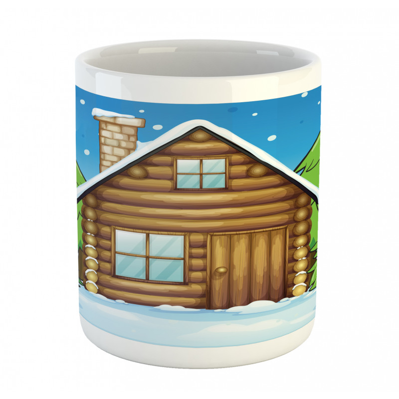 Cabin and Firs in Winter Mug