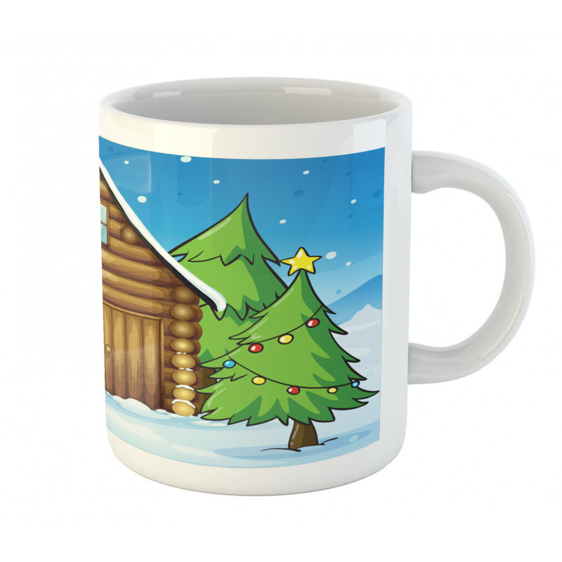Cabin and Firs in Winter Mug