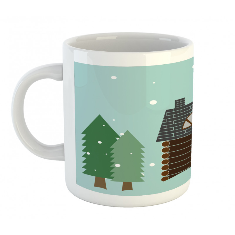 Cabin in Snowy Landscape Mug