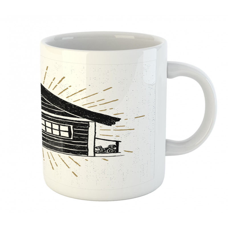 Grunge Sketch of Cabin Mug