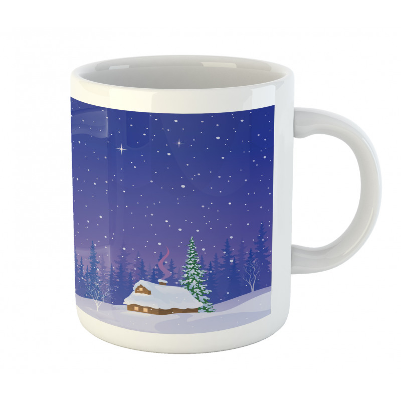 Houses in Snowy Night Mug