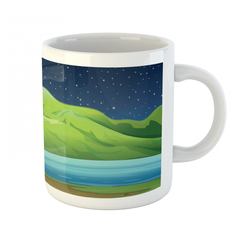 Cabin near River at Night Mug