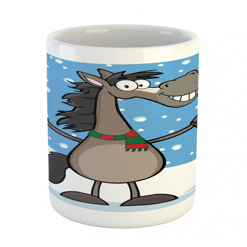 Mascot Horse Snowy Forest Mug