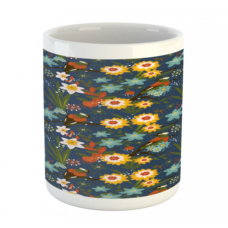 Vintage Birds Blossoms Art Mug