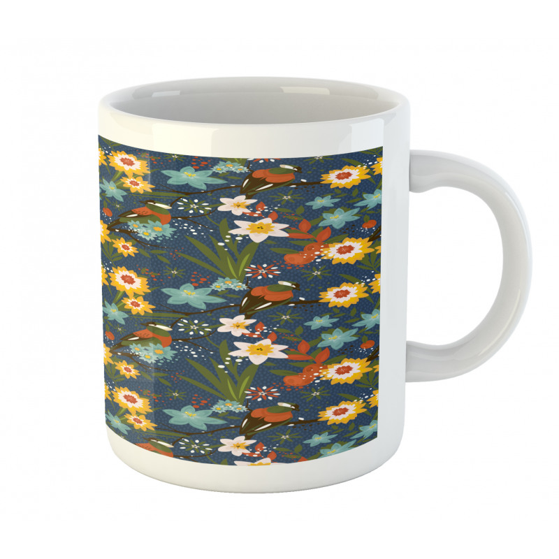 Vintage Birds Blossoms Art Mug