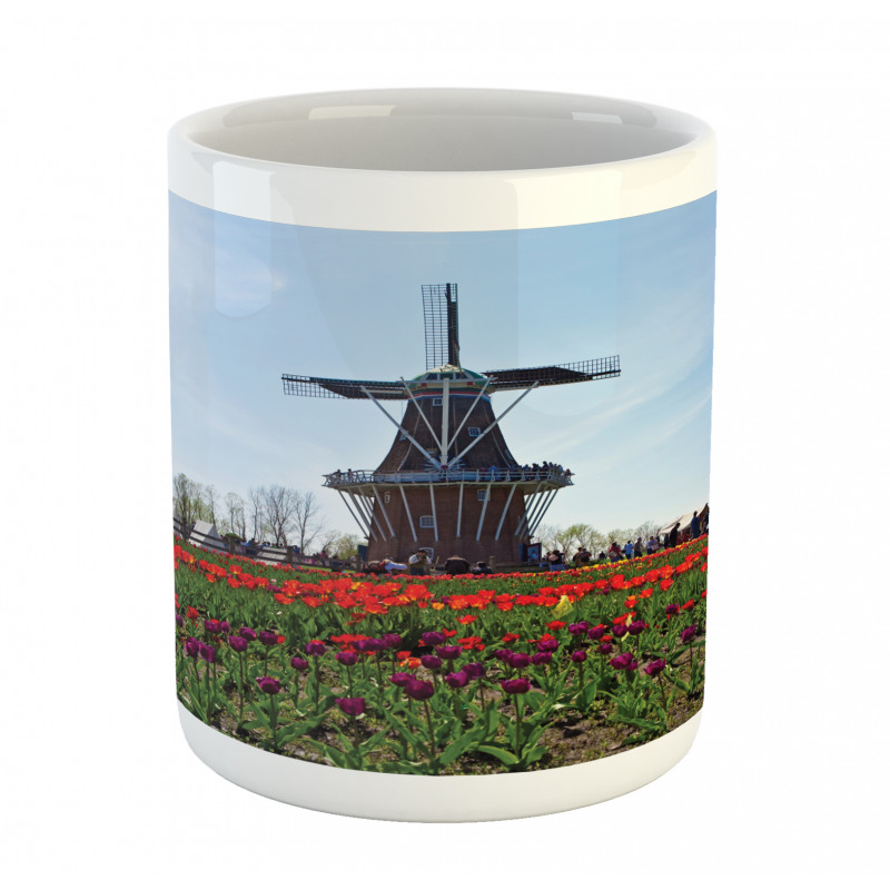 Windmill Photo on Tulip Field Mug