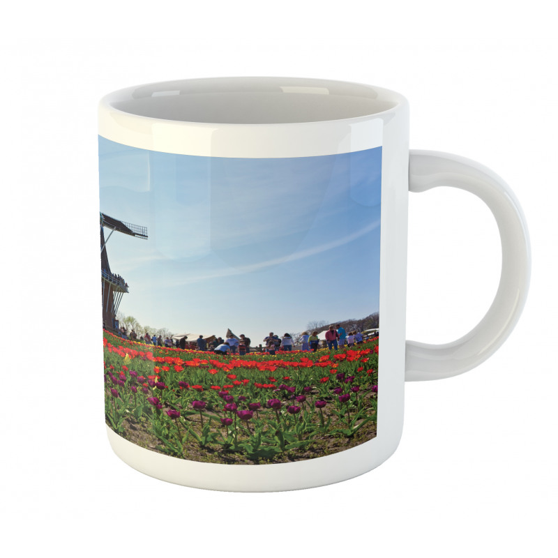 Windmill Photo on Tulip Field Mug