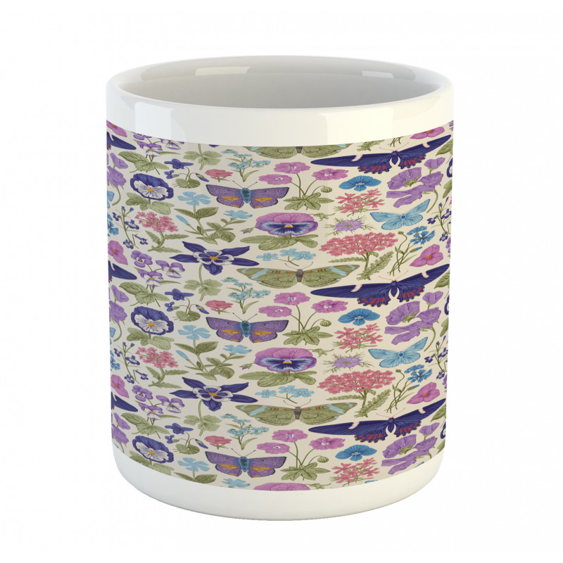 Butterfly Pansy Flower Leaf Mug