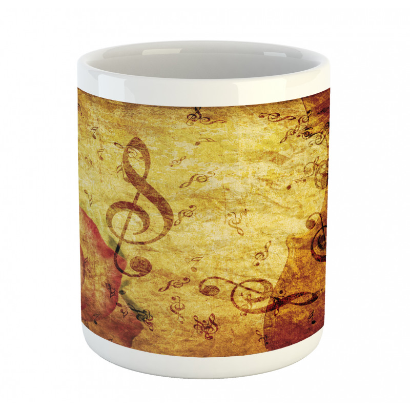Old Rose Music Note Shabby Mug