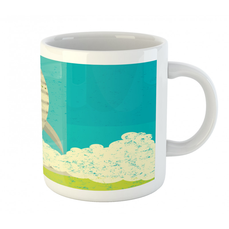 Flying Rocket Clouds Art Mug