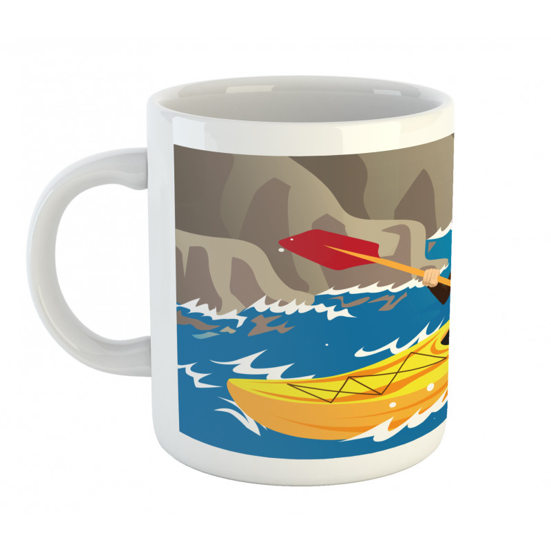 Boy Kayaking in the River Mug